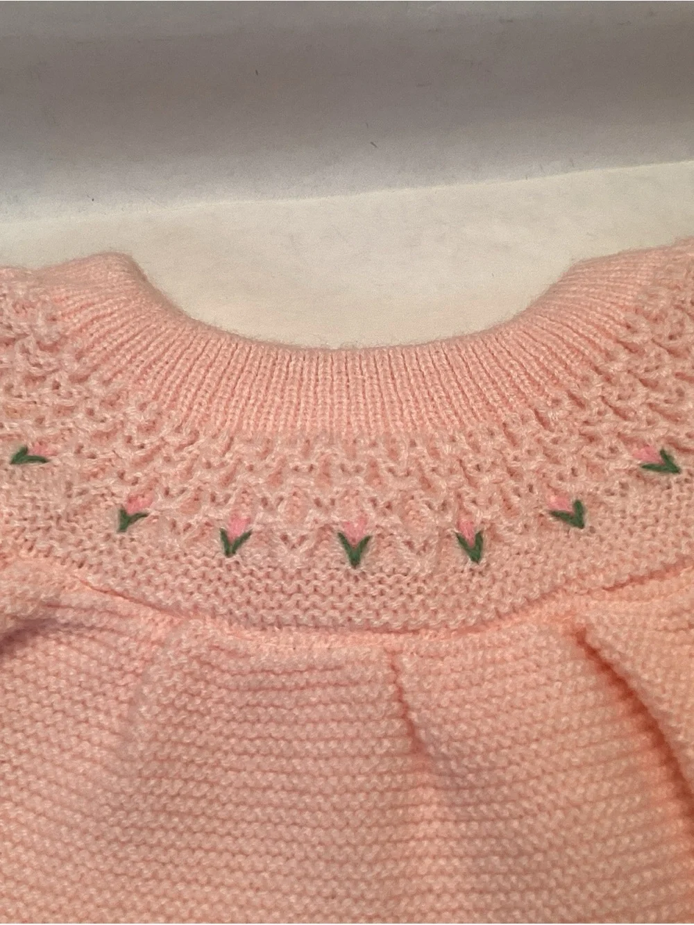 Vintage 2 Pc Outfit Baby Girls Pink Knit Dress & Bloomers Size 6 - 9 Months